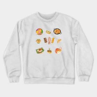 Food Lover 各國美食插畫 - Nasi Lemak, Paella, Poke Bowl, Skewers, English Breakfast, Tapas, Tacos Crewneck Sweatshirt